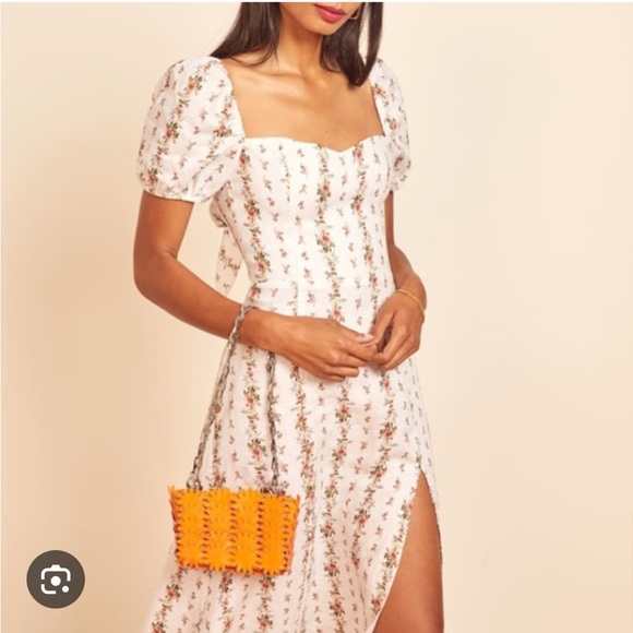 Reformation Denver linen midi dressing heath poppyseed - Picture 4 of 9